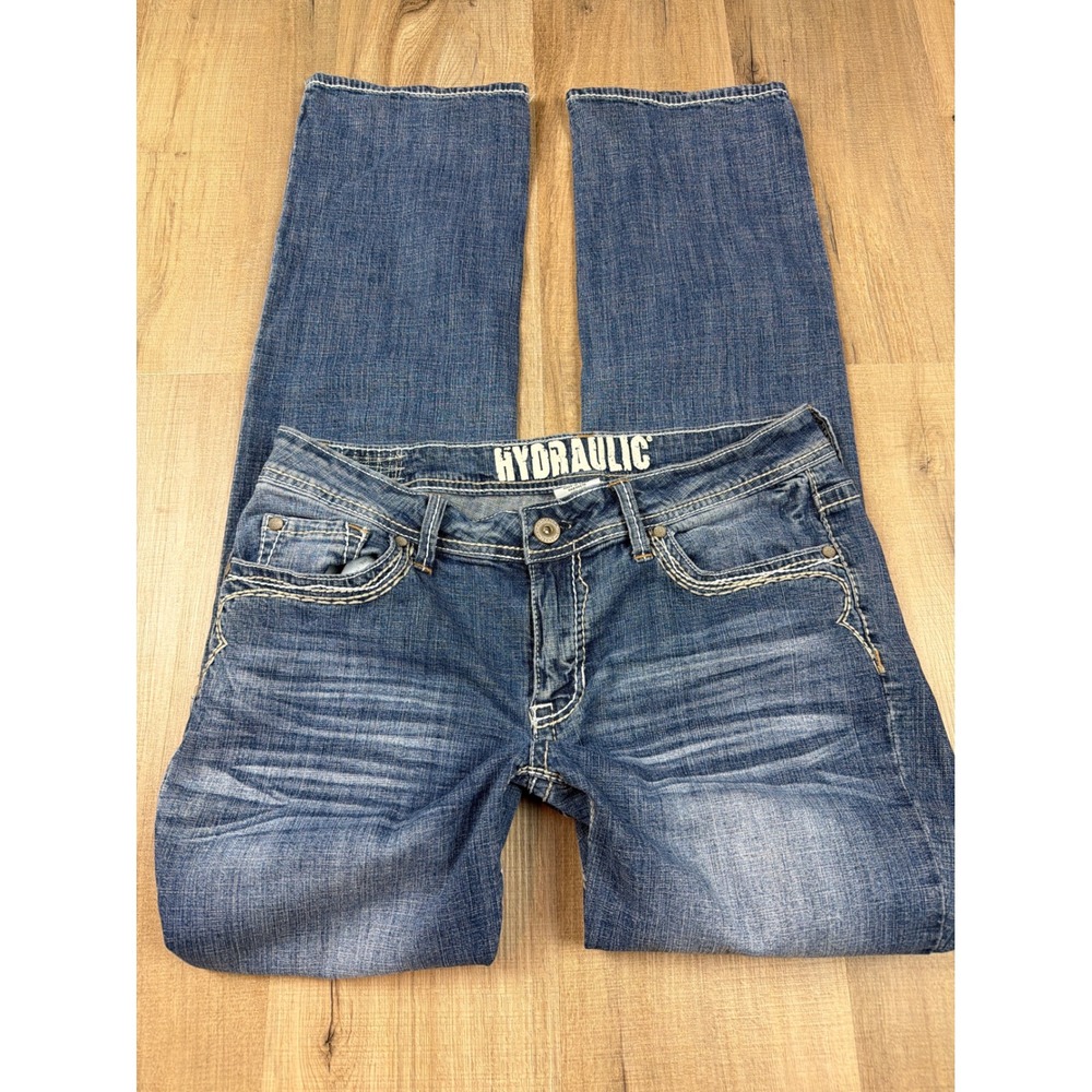Hydraulic‎ Bailee Bootcut Jeans Womens 14W Medium Wash Blue Y2K Contrast Stitch
